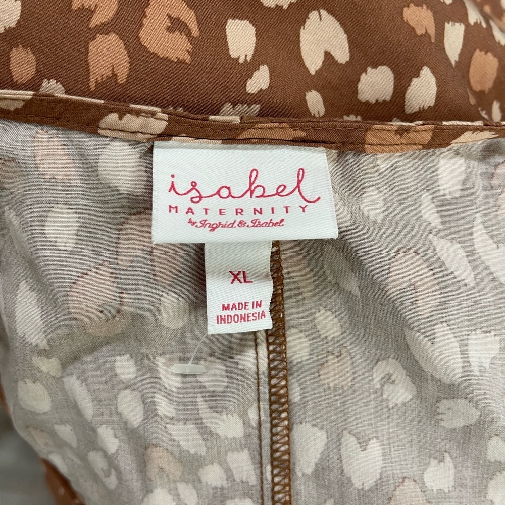 Isabel Maternity Creamy Cocoa Leopard Print Blouse Size XL - Picture 5 of 5